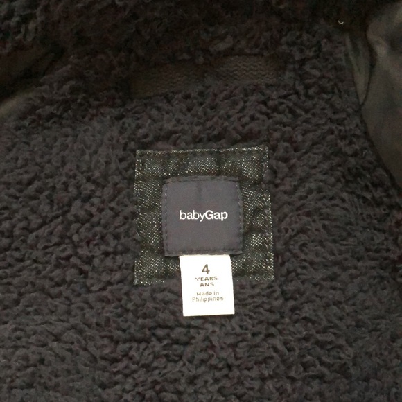 ❄️ GAP Kids 1969 Denim Snorkel Parka Sherpa Hooded Coat Jacket Blue - Picture 13 of 16